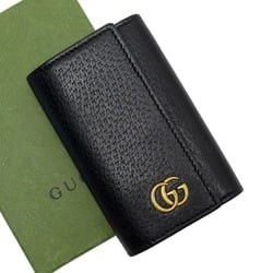 Gucci GUCCI 6 consecutive key case double G black leather 435305
