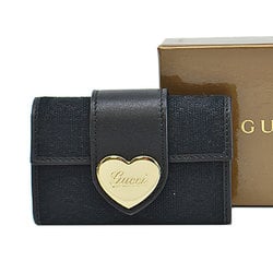 Gucci GUCCI 6 consecutive key case GG black x gold canvas leather metal material holder ladies 203551