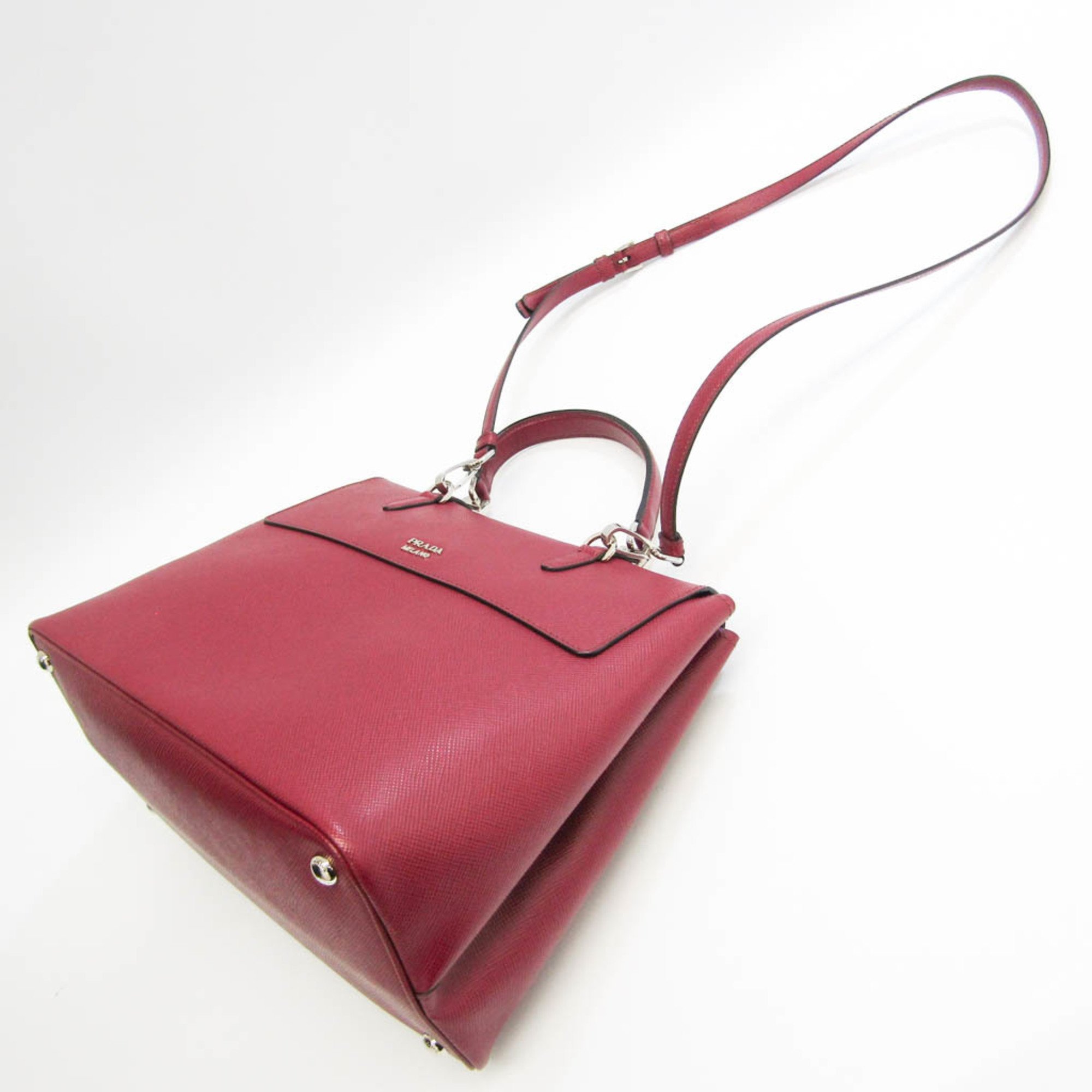Prada Double Lock Women's Saffiano Handbag,Shoulder Bag Bordeaux