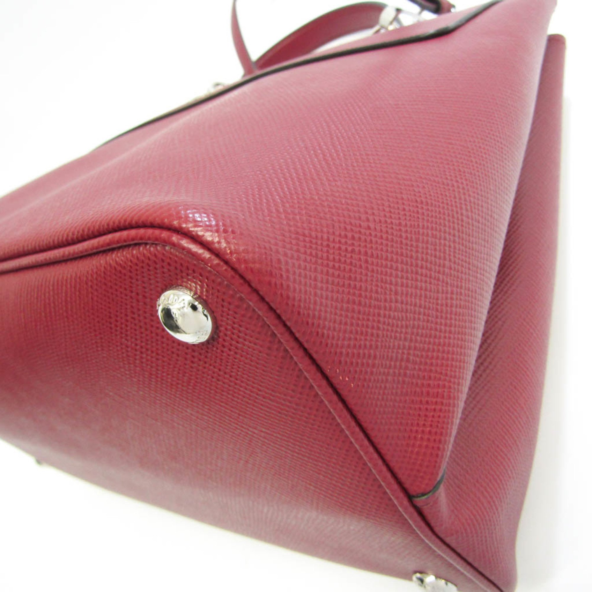 Prada Double Lock Women's Saffiano Handbag,Shoulder Bag Bordeaux