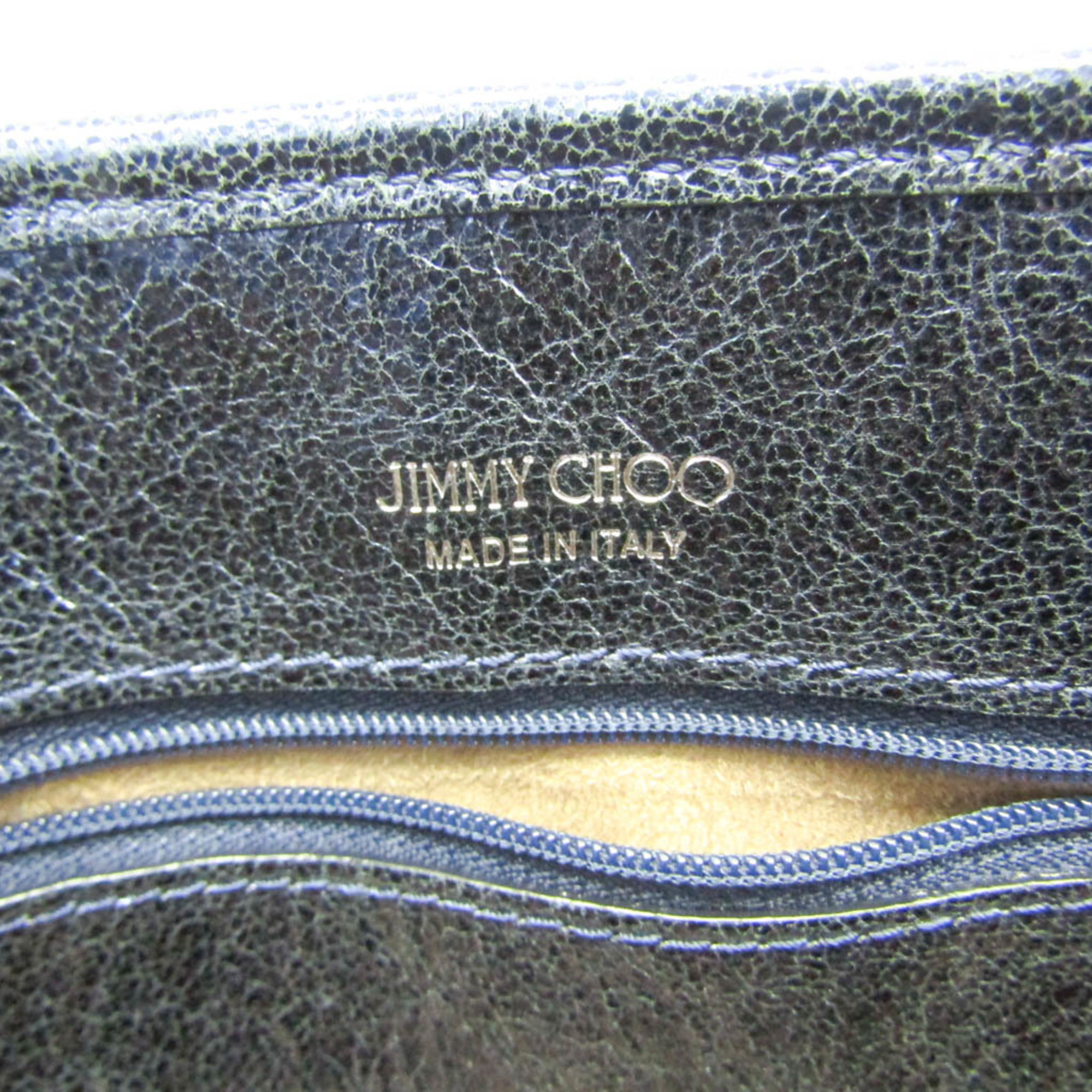 Jimmy Choo Sasha M. Women's Leather Studded Tote Bag Metallic Navy