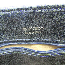 Jimmy Choo Sasha M. Women's Leather Studded Tote Bag Metallic Navy