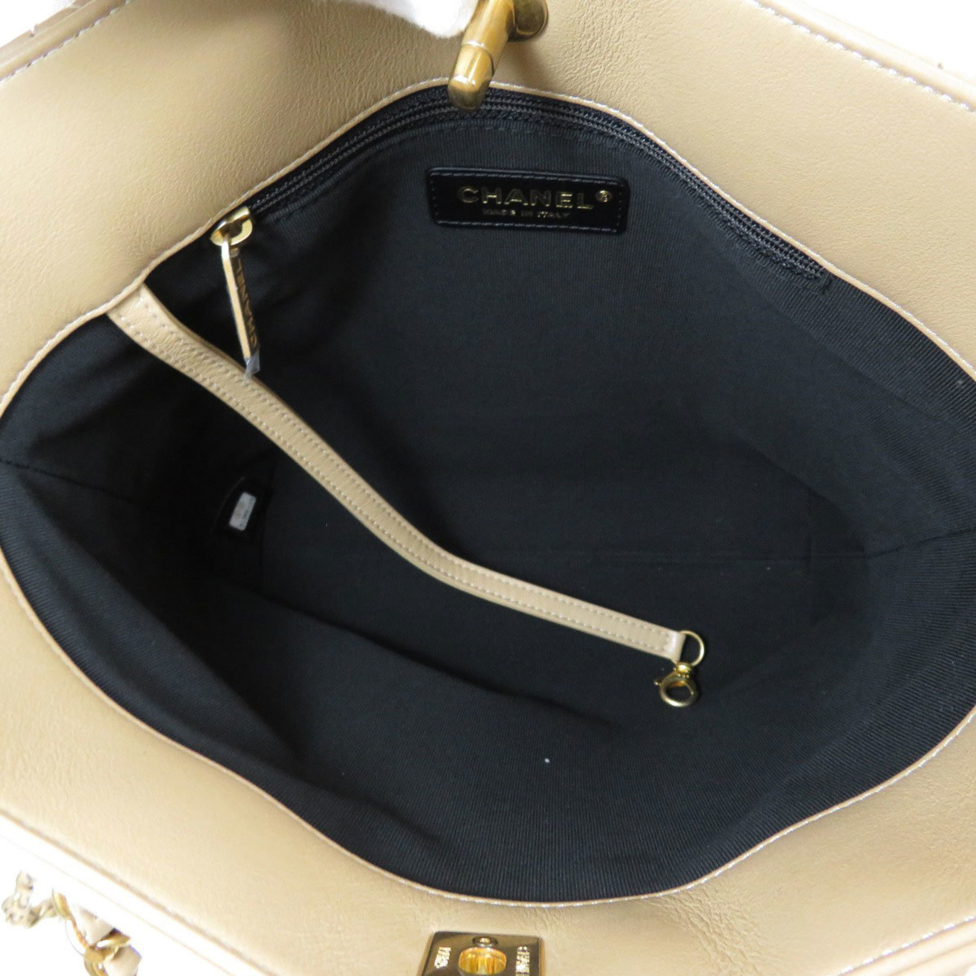 Chanel Chain Bag Coco Mark Tote Leather Women's