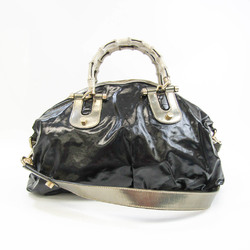 Gucci Bamboo 189867 Women's Leather,Leather Handbag,Shoulder Bag Black,Bronze