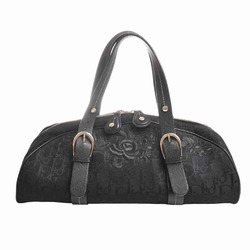 Christian Dior Trotter Canvas Handbag Black Leather