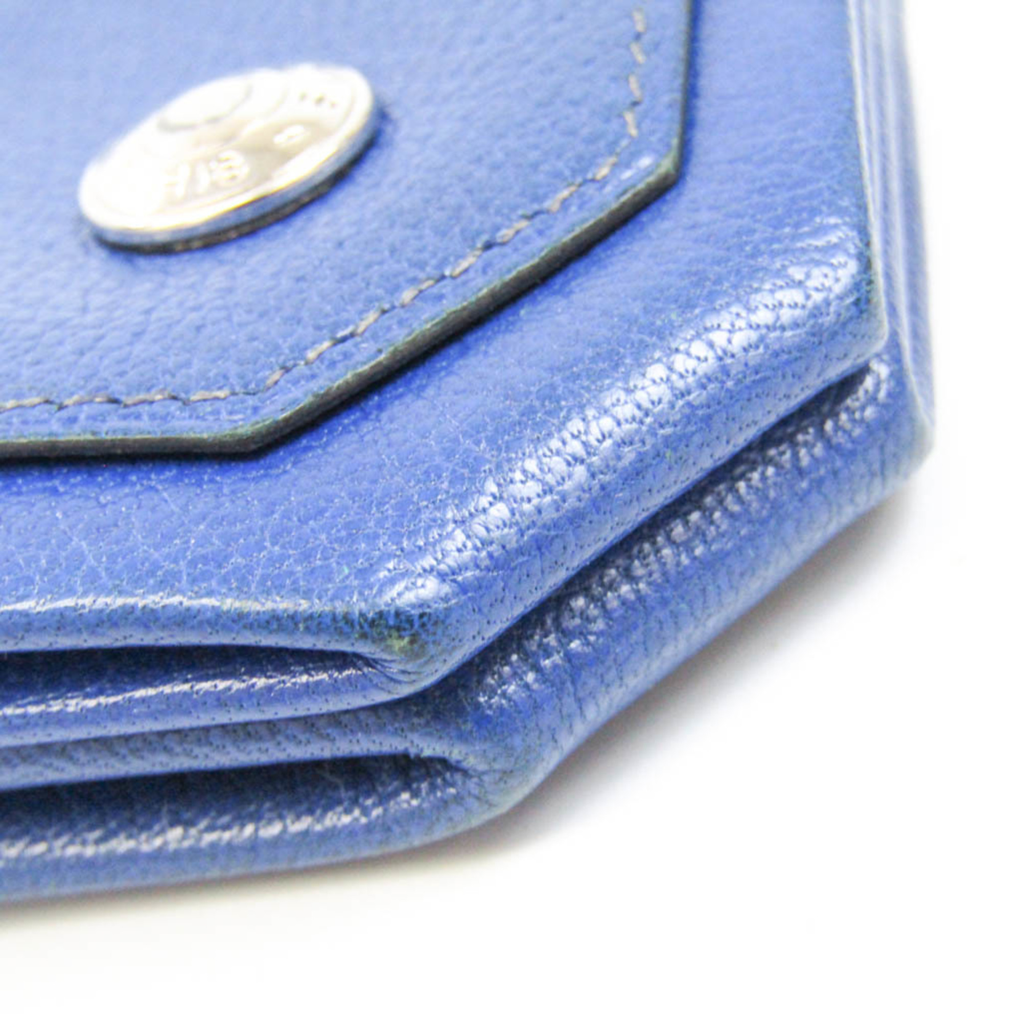 Hermes LE 48 Men,Women Chevre Leather Coin Purse/coin Case Blue