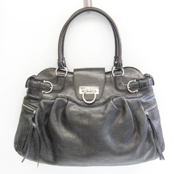 Salvatore Ferragamo Gancini AU-21 6316 Women's Leather Handbag Black