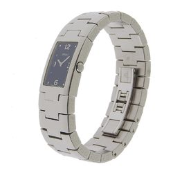 Versace stainless steel silver quartz analog display ladies black dial watch