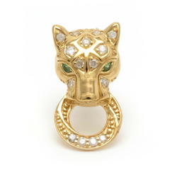 Leopard Motif Earrings K18YG Yellow Gold Diamond Stone