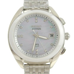Seiko Astron GPS solar 3X22-0AA0 STXD009 stainless steel radio clock analog display ladies white shell dial watch