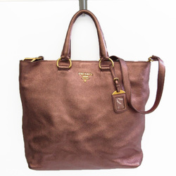 Prada Women's Leather Handbag,Shoulder Bag Metallic Pink