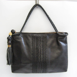 Gucci Woven Web 263952 Women's Leather Tote Bag Black