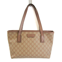 Gucci 211138 Women's Coated Canvas,Leather Tote Bag Beige,Pink Beige