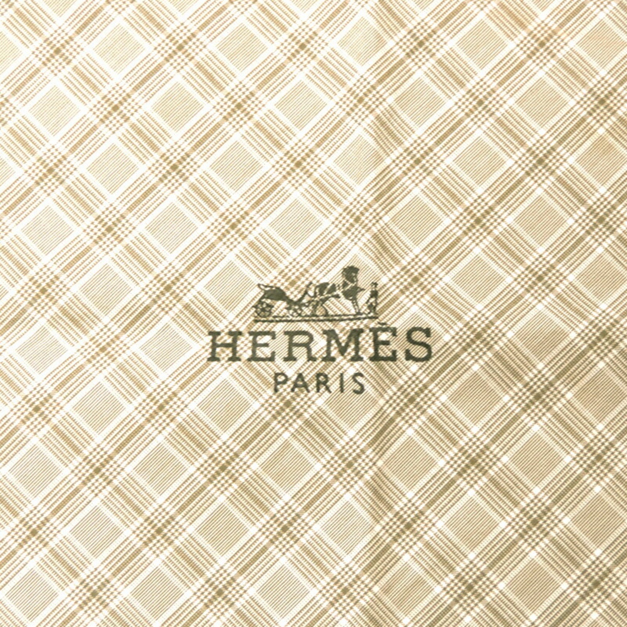 Hermes Rhombus Scarf Losange Ladies Cotton 100% Greige Khaki