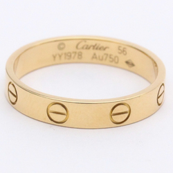 Polished CARTIER Mini Love Ring Band Size #56 US 7 1/2 18K Pink Gold PG BF555204