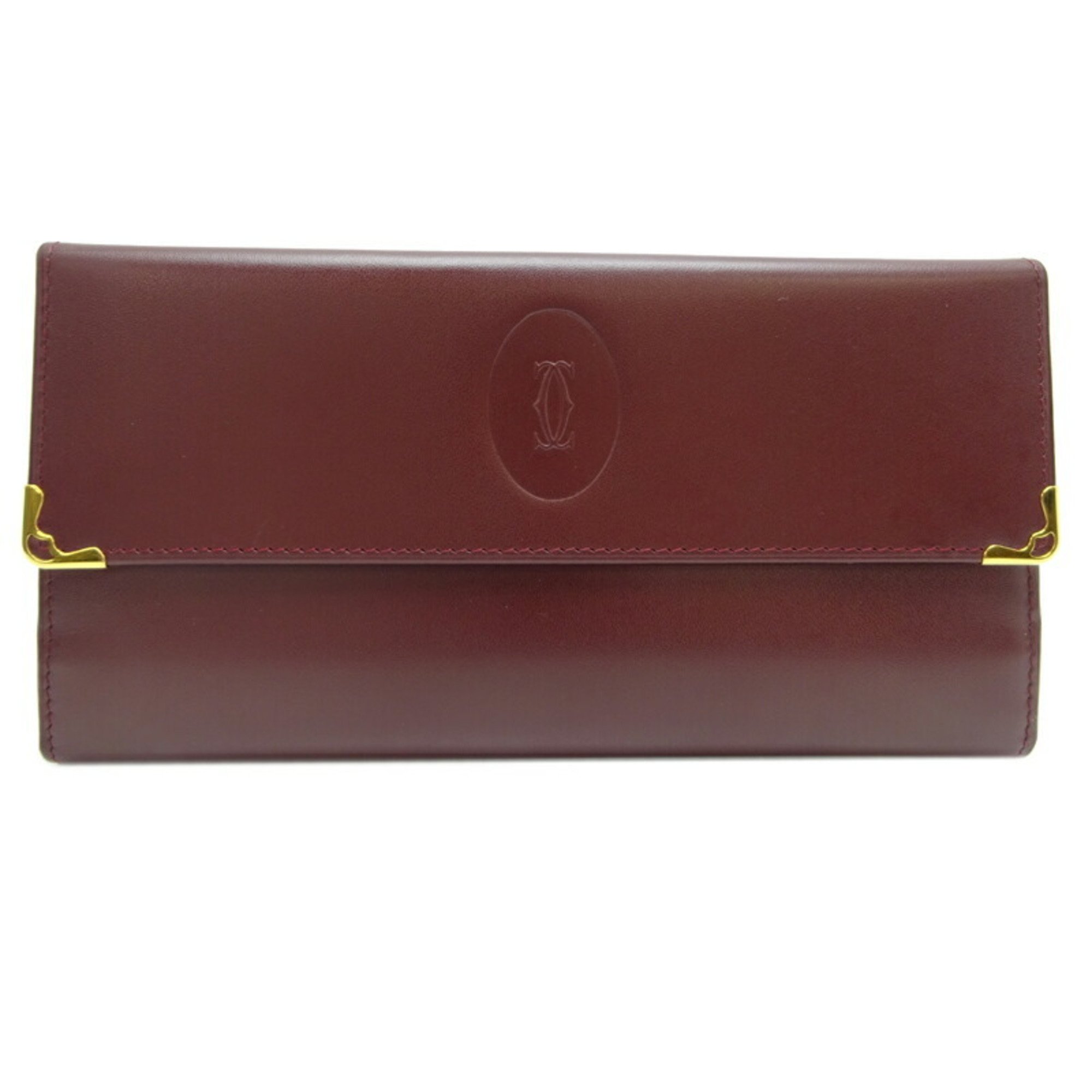 Cartier Mastline Long Wallet Women's Leather Bordeaux (Red)