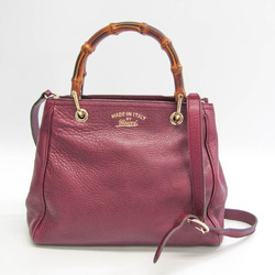 Gucci Bamboo Shopper 336032 Women's Leather,Bamboo Handbag,Shoulder Bag Purple