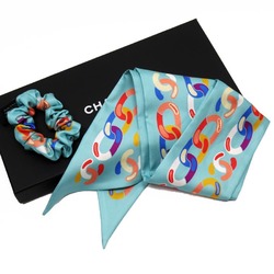 Chanel CHANEL scrunchie hair accessory blue series 100% silk