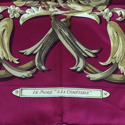 HERMES Hermes Carré 90 Scarf Silk Bordeaux Gold LEMORS ALA CONETABLE