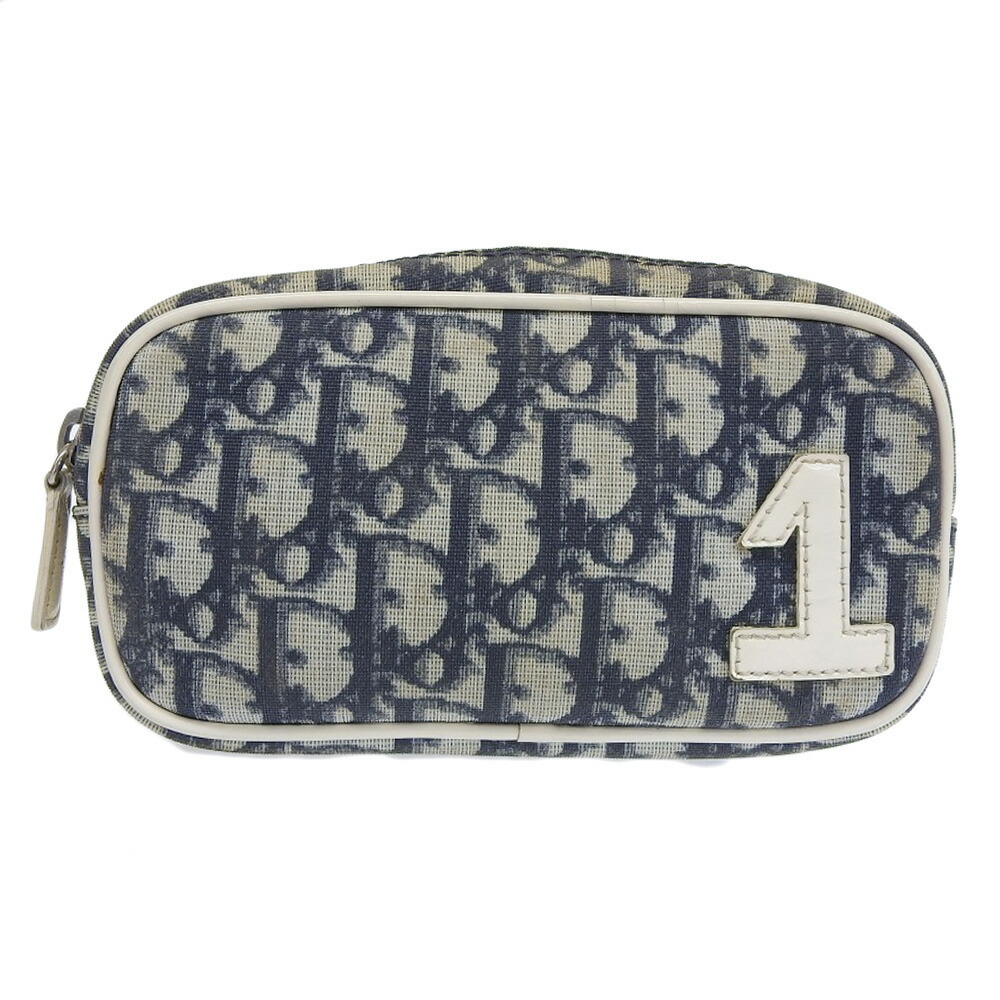 Christian Dior CHRISTIAN DIOR Trotter Pouch Canvas Navy Ivory MU0012