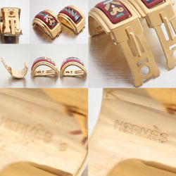 Hermes Earrings Cloisonne Gold x Red Multicolor Metal Material Enamel Clip Women's