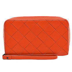 Bottega Veneta BOTTEGA VENETA Bag Maxi Intrecciato Orange Leather Second Clutch Ladies