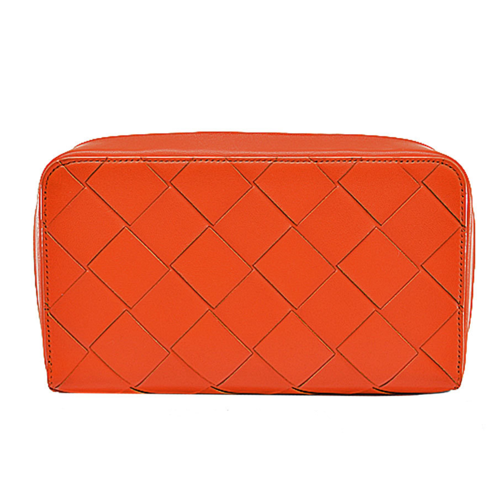 Bottega Veneta BOTTEGA VENETA Bag Maxi Intrecciato Orange Leather Second Clutch Ladies