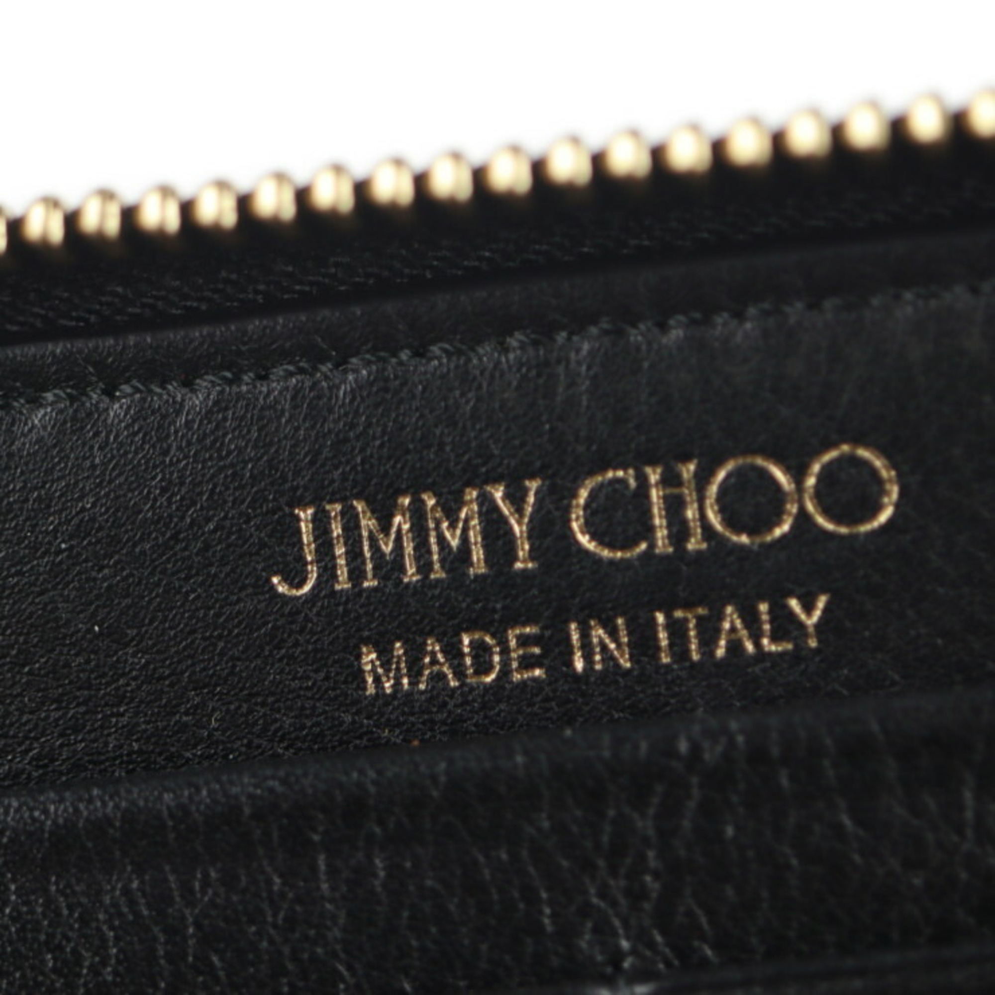 JIMMY CHOO Jimmy Choo Pippa Long Wallet Leather Black Round Zipper