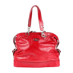 CELINE Celine shoulder bag 131703 patent leather red silver metal fittings semi-shoulder tote handbag