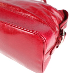 CELINE Celine shoulder bag 131703 patent leather red silver metal fittings semi-shoulder tote handbag