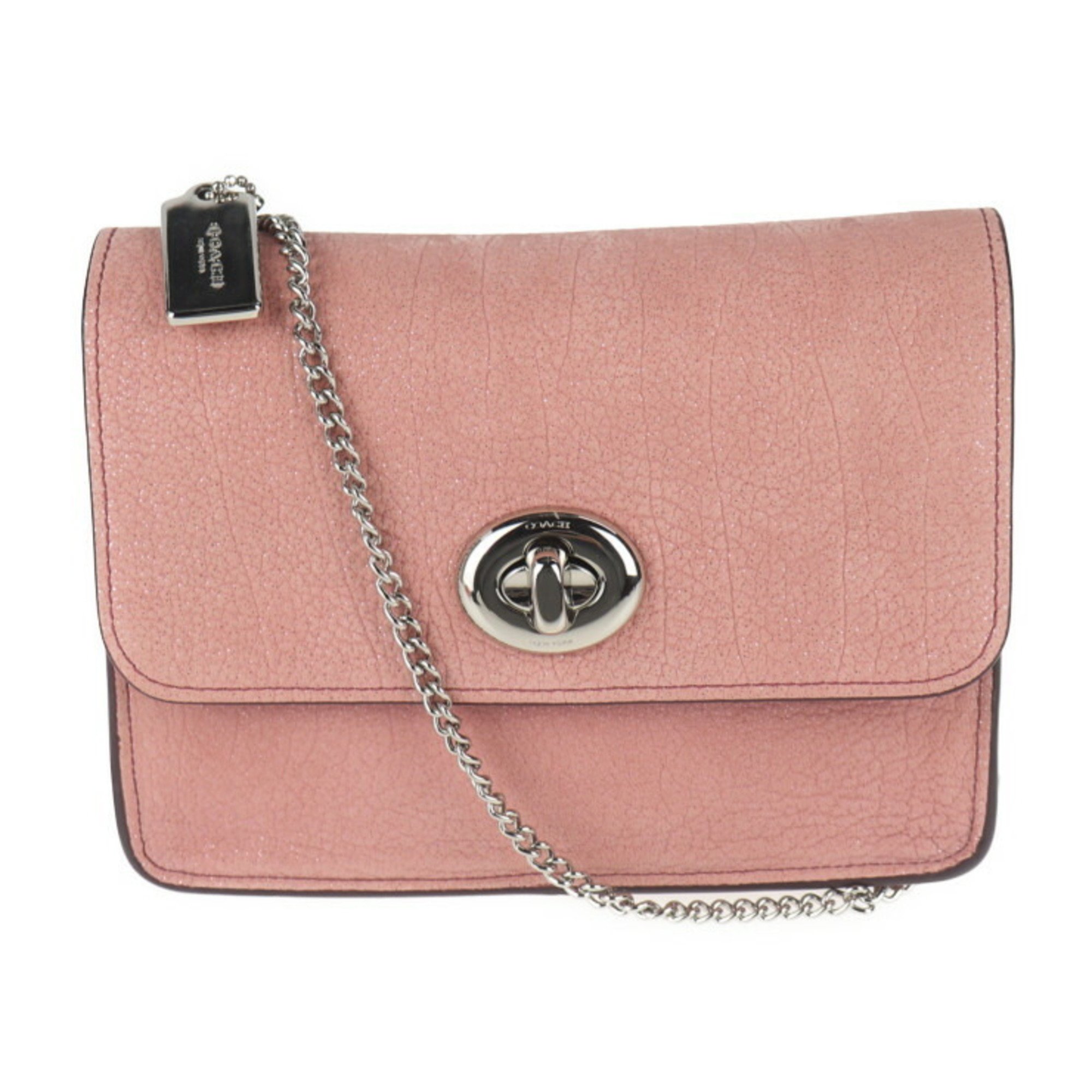 COACH shoulder bag 12092 leather pink chain pochette crossbody