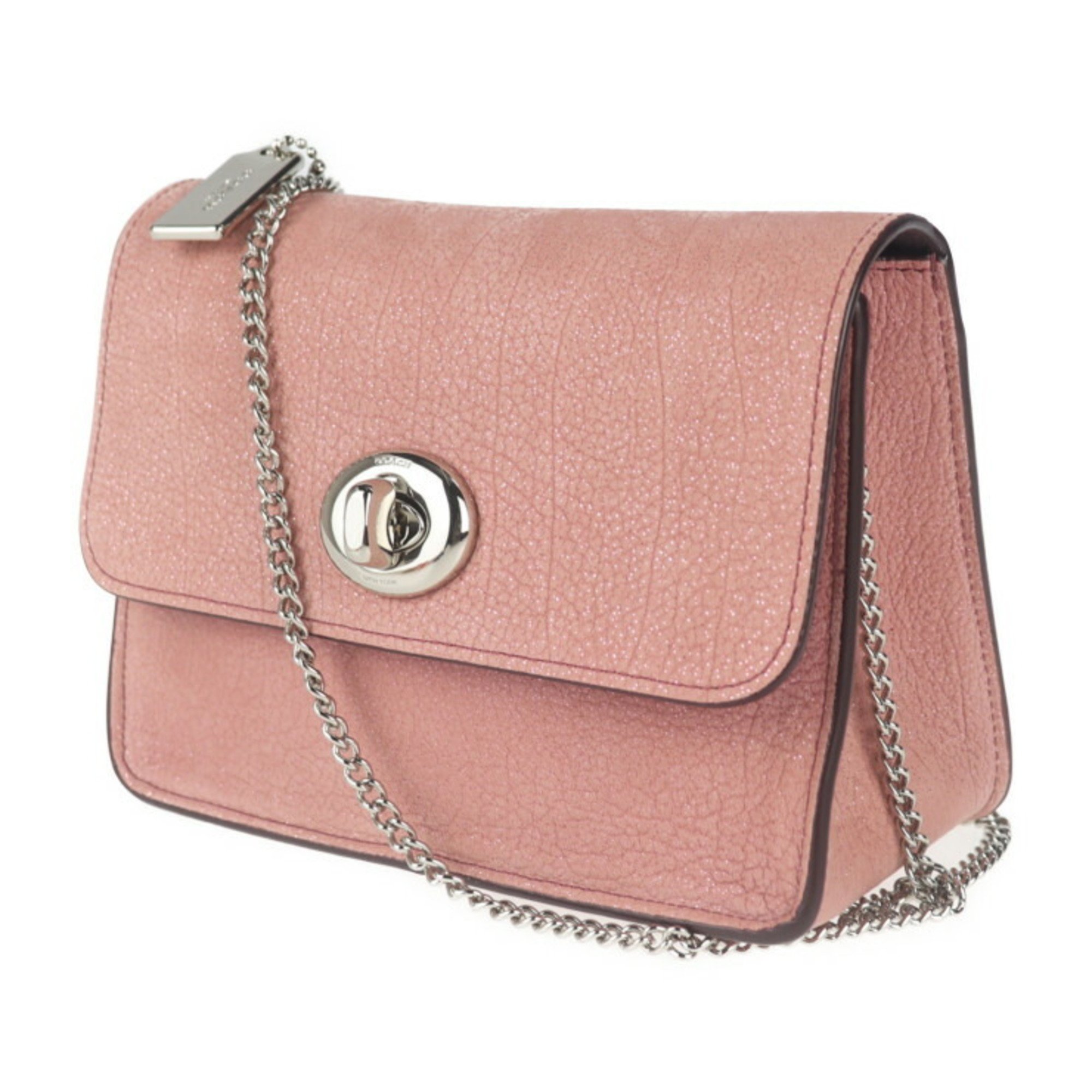 COACH shoulder bag 12092 leather pink chain pochette crossbody