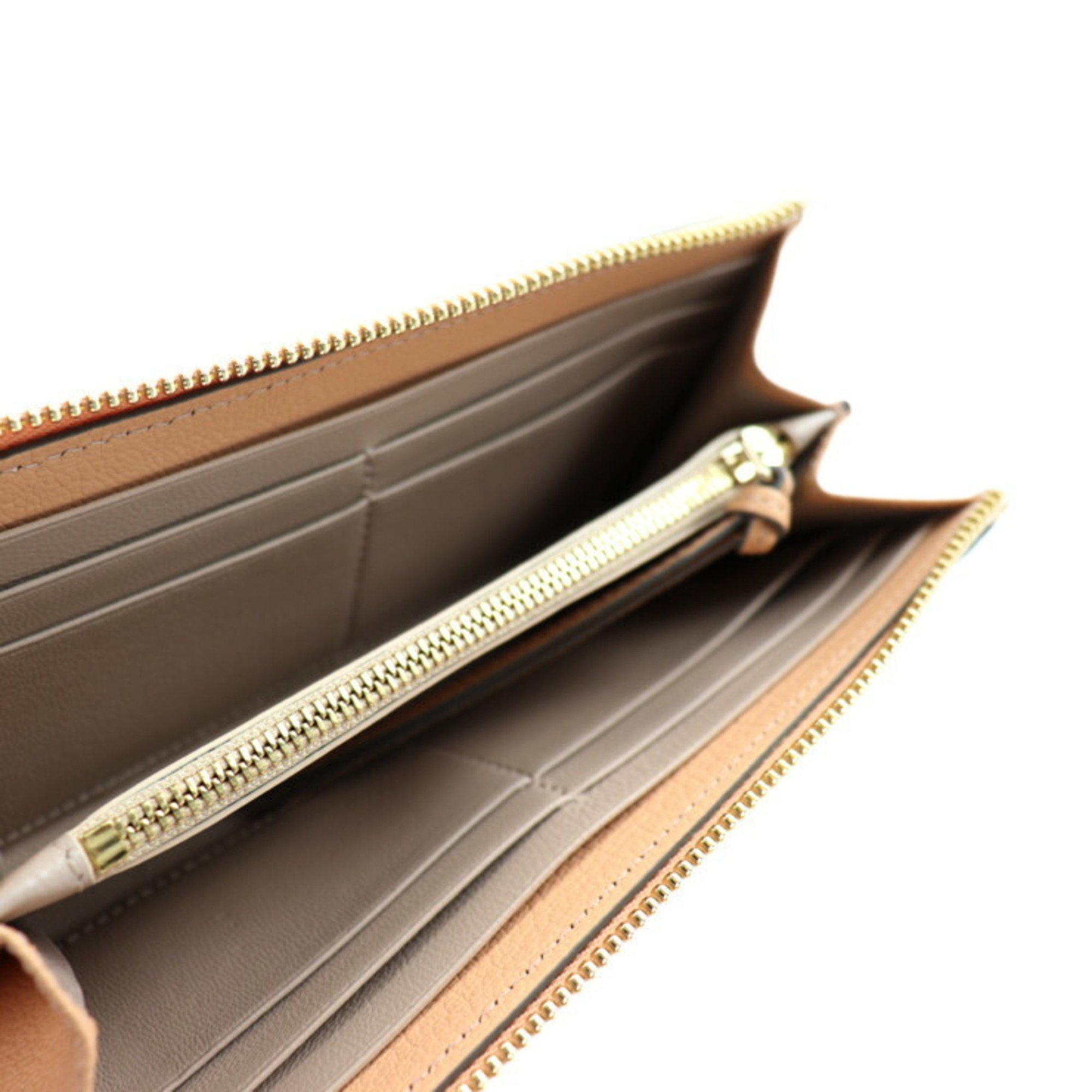 Chloé Chloe Twisted Bow Long Wallet 3P0762 Leather Beige Gold Hardware L-shaped Zipper