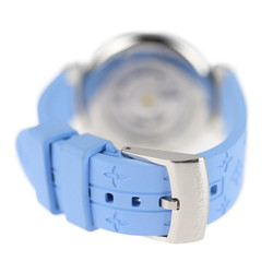 LOUIS VUITTON Louis Vuitton Tambour Automatic Watch Q1330 Stainless Steel Diamond Rubber Silver Blue Shell Dial Belt: