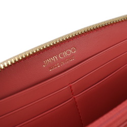 JIMMY CHOO Jimmy Choo FILIPA Philippa round fastener long wallet MXU161 canvas NUDE ROSE GOLDMETALLIC MIX star studs