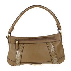 BURBERRY Burberry shoulder bag leather enamel brown system khaki gold metal fittings one handbag logo plate