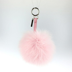 FENDI Fendi pom charm key holder fox fur leather pink ring