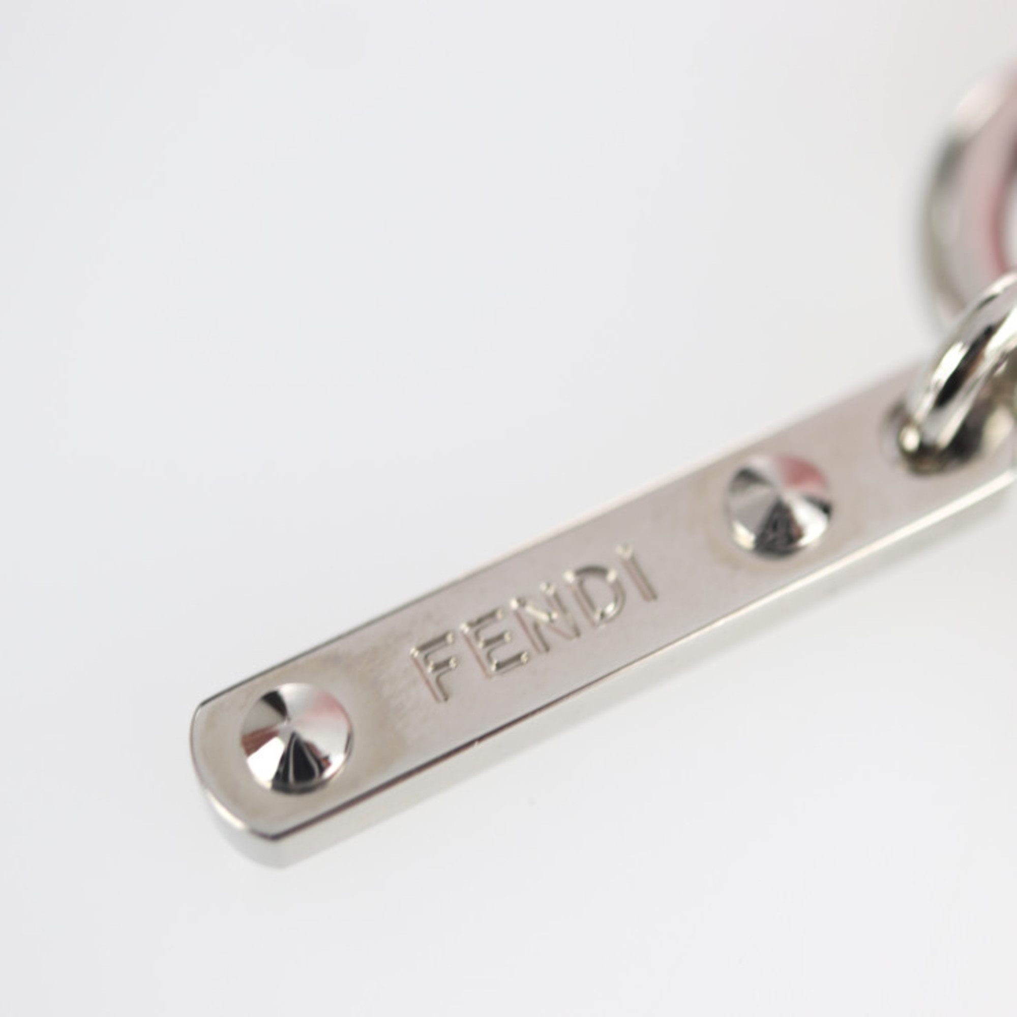 FENDI Fendi pom charm key holder fox fur leather pink ring