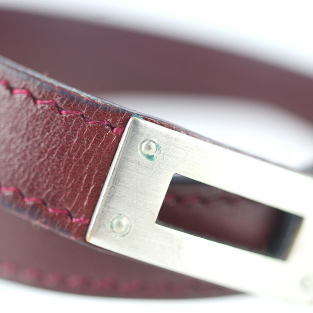 Hermes Kelly Bracelet Leather Bordeaux Double G Engraved