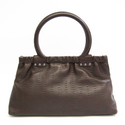Salvatore Ferragamo AQ-21 4844 Women's Leather Handbag Dark Brown