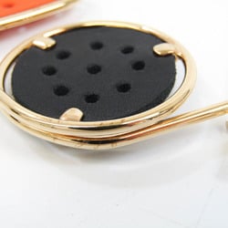 Loewe SMALL DOUBLE MECCANO PIN Leather,Metal Brooch Black,Gold,Orange