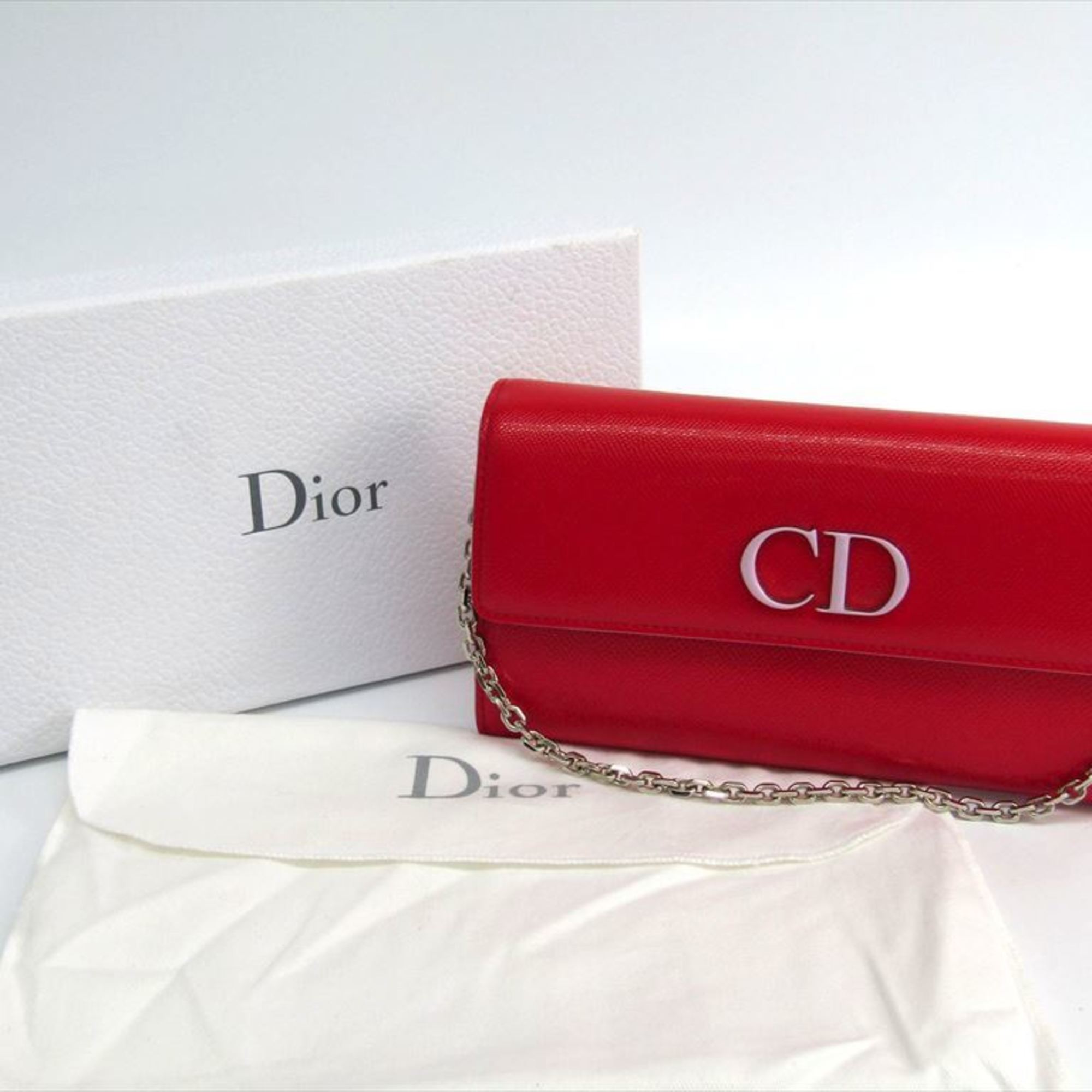 Christian Dior Dior Mania Women's Long Wallet (bi-fold) Red