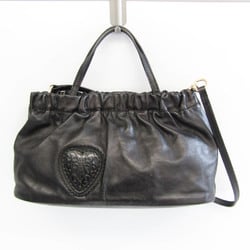 Gucci Crest Heart 212994 Women's Leather Handbag,Shoulder Bag Black