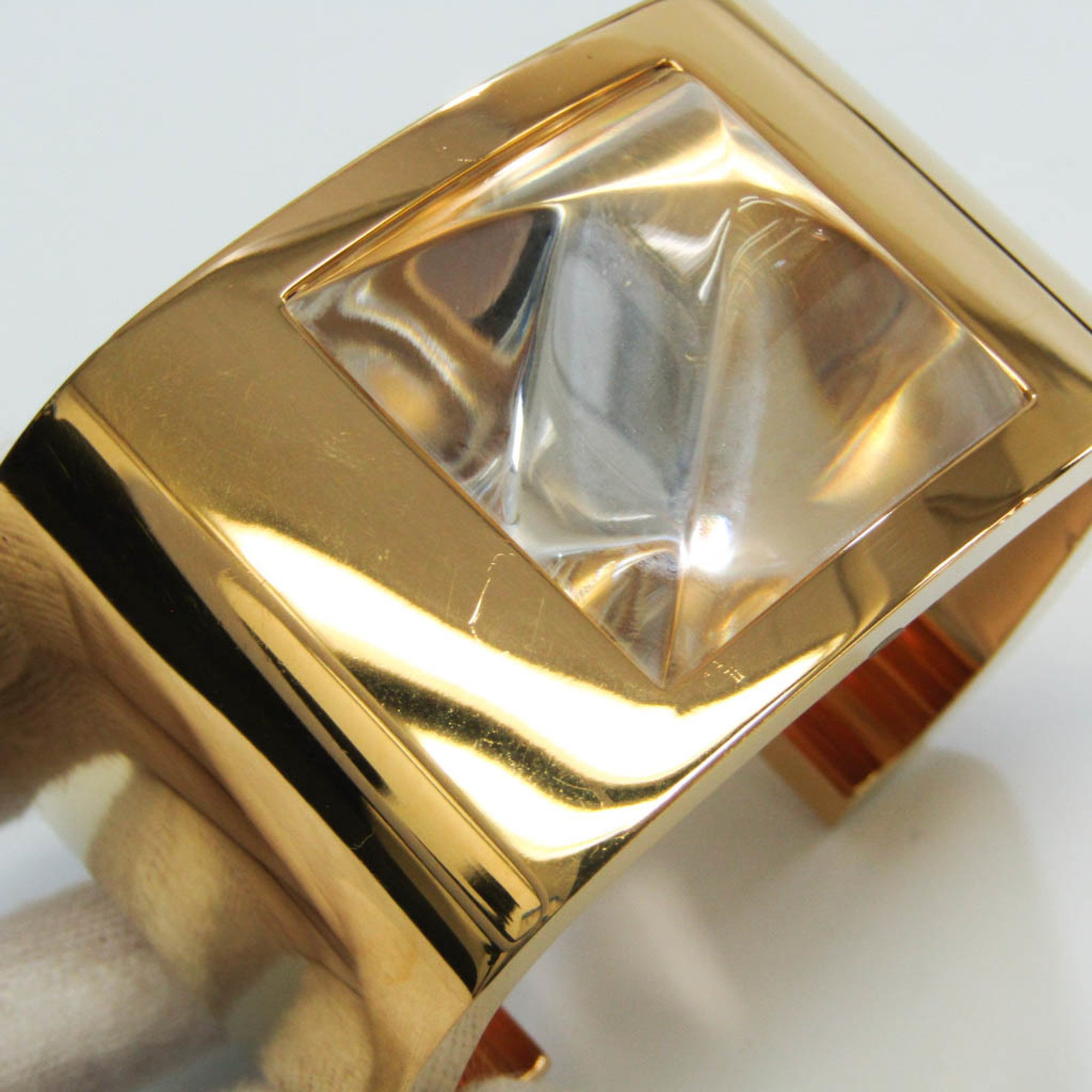 Hermes Medor Metal Bangle Clear,Gold