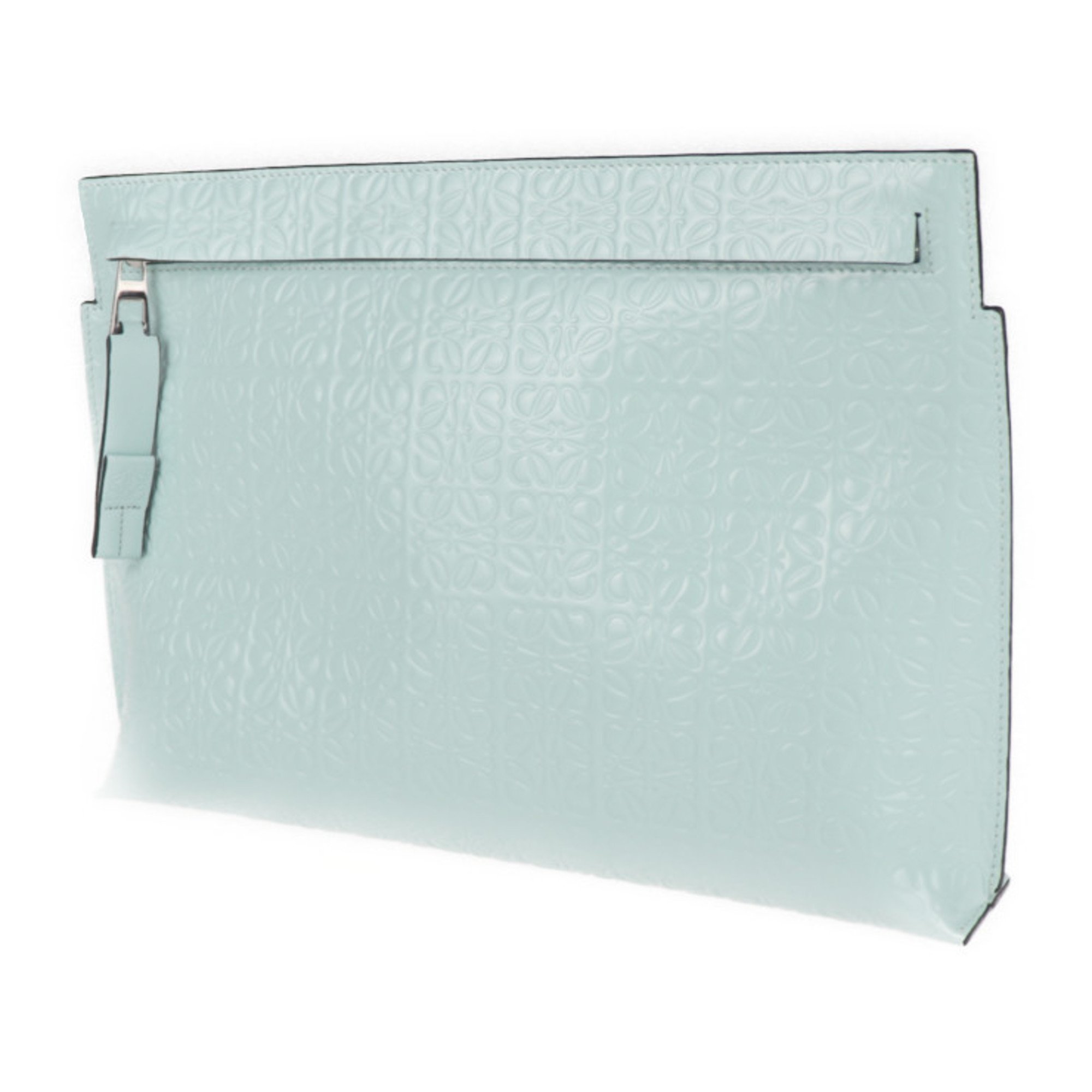 LOEWE Loewe T Pouch Repeat Anagram Clutch Bag 109.10GW05 Patent Leather Light Blue