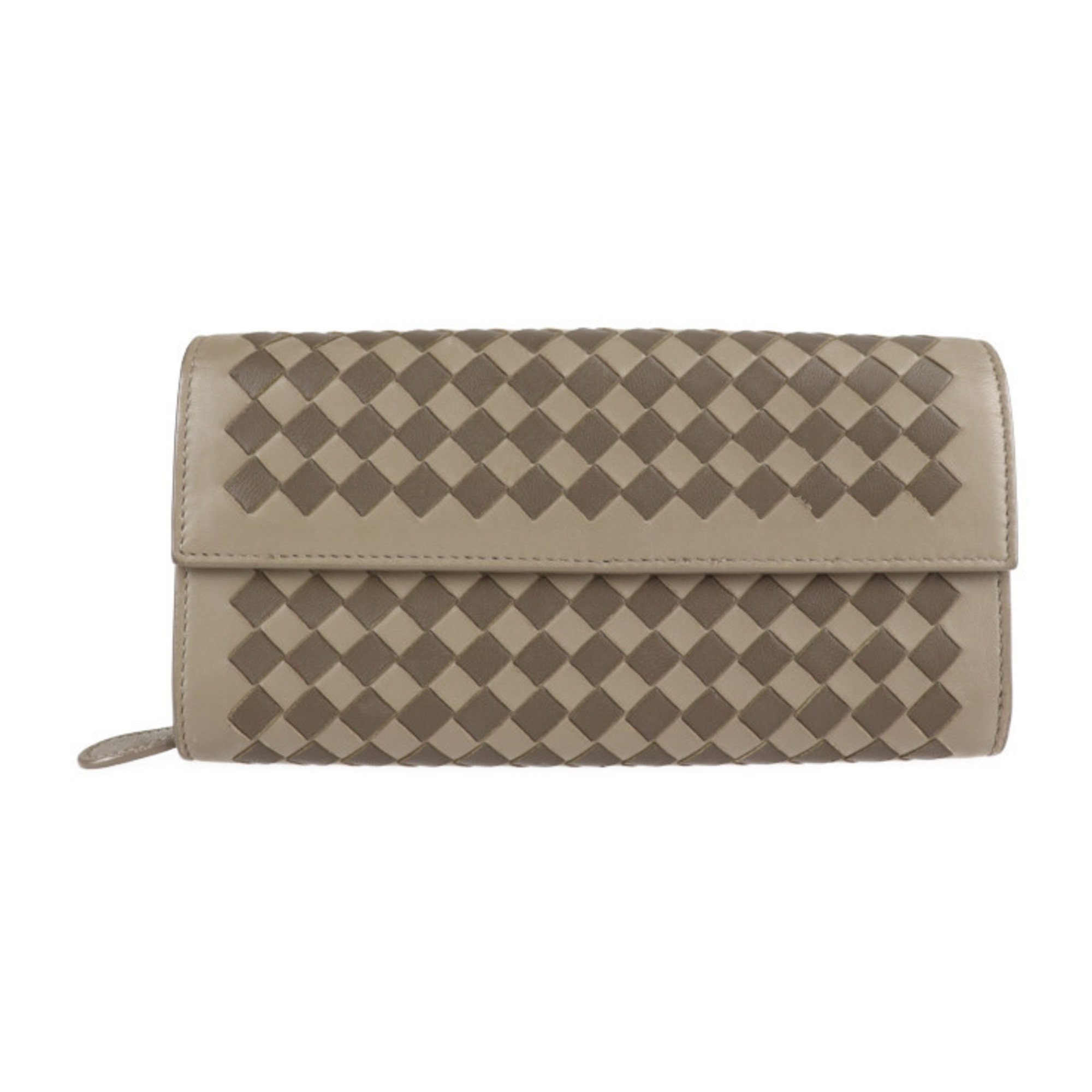 BOTTEGA VENETA Bottega Veneta intrecciato long wallet 150509 leather khaki gray