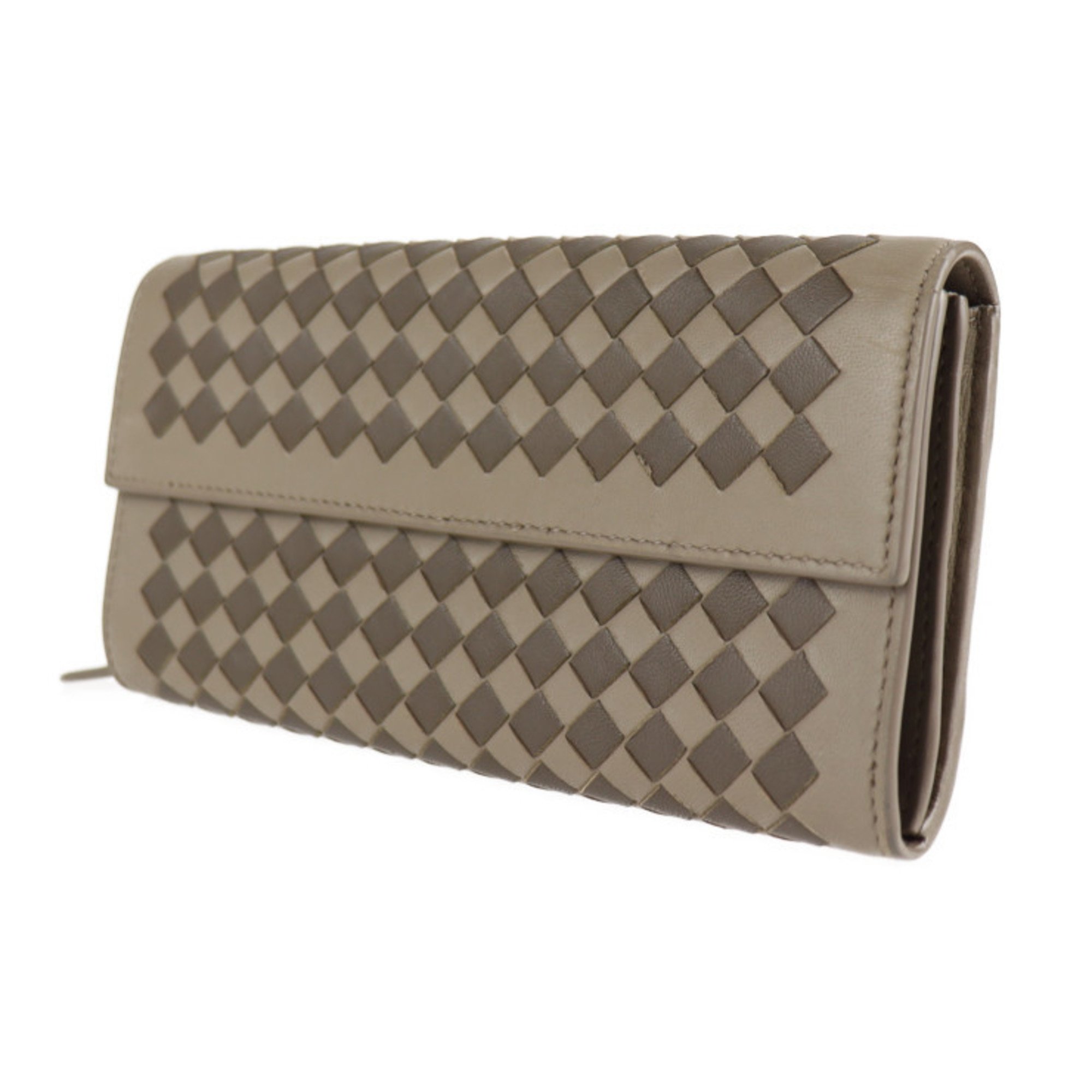 BOTTEGA VENETA Bottega Veneta intrecciato long wallet 150509 leather khaki gray