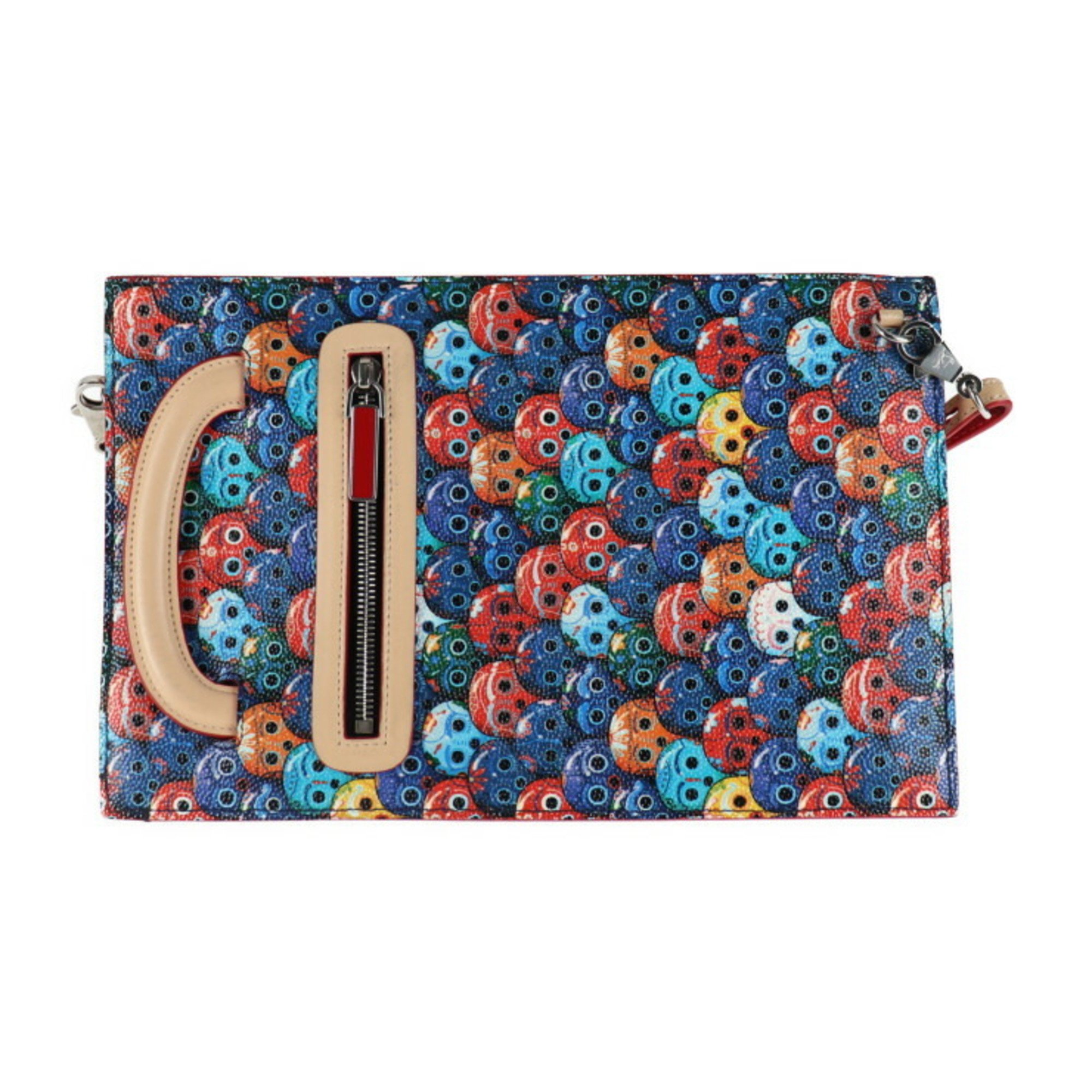 Christian Louboutin Trick Track Small Portfolio Clutch Bag 3175108 Leather Multicolor Skull 3WAY 2WAY Shoulder