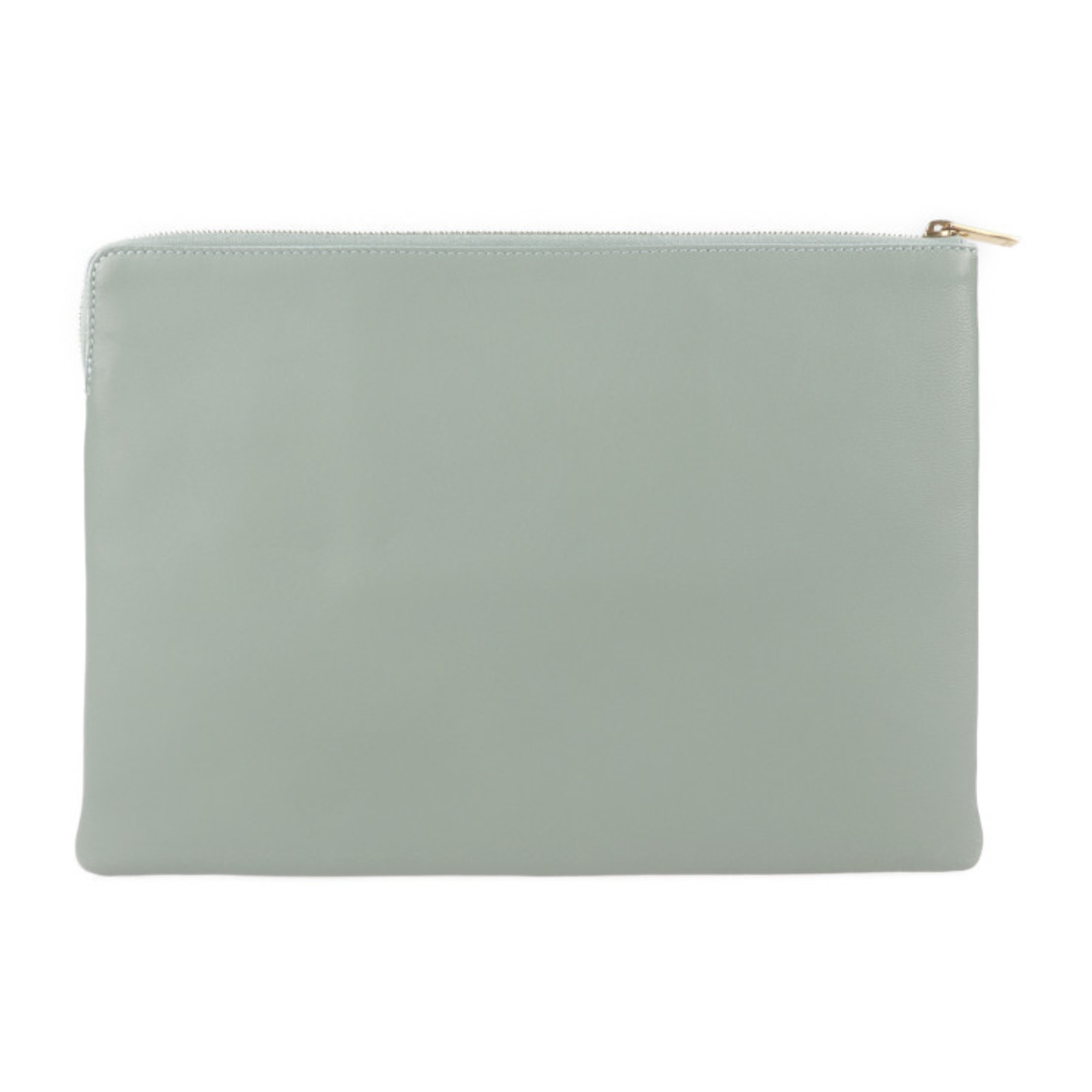 CELINE Celine clutch bag leather light green system gold metal fittings second pouch