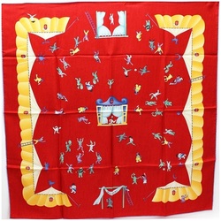 Bvlgari scarf muffler silk red circus pattern BVLGARI ladies